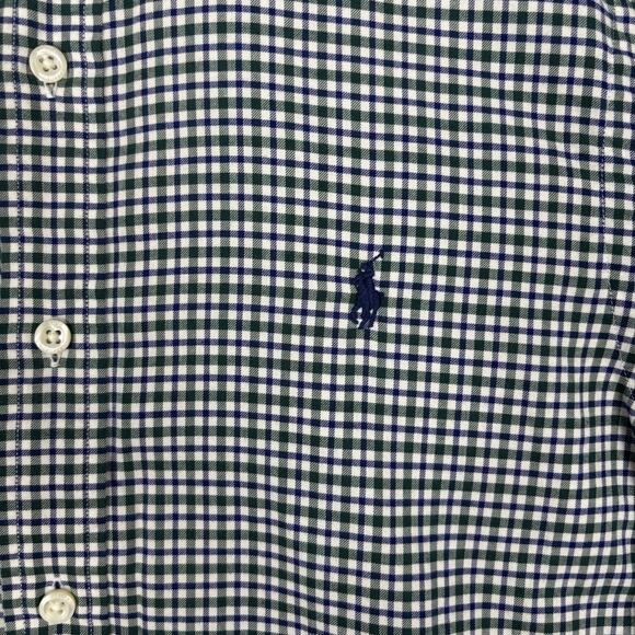 Polo Ralph Lauren Men's Small Slim Fit Green White Gingham Check S/P Button Down - Picture 4 of 8